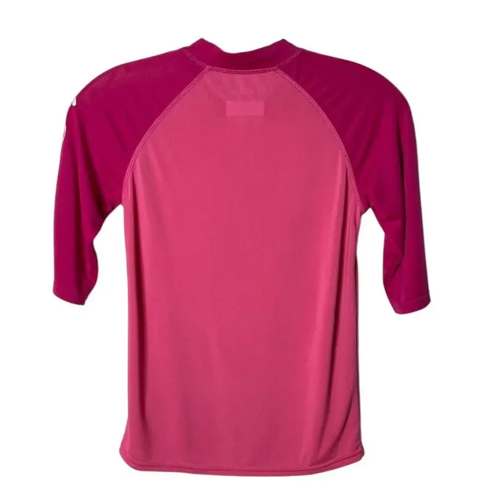 Columbia Girl's Omni-Shade Sun Protection Shirt S Pink Raglan Half Sleeve Top